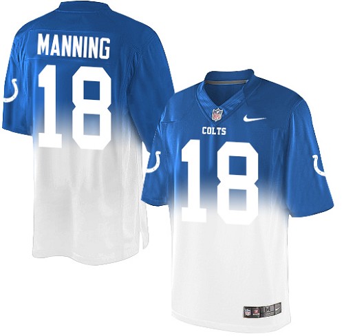 Men's Elite Peyton Manning Nike Jersey Royal Blue/White - #18 Fadeaway NFL Indianapolis Colts